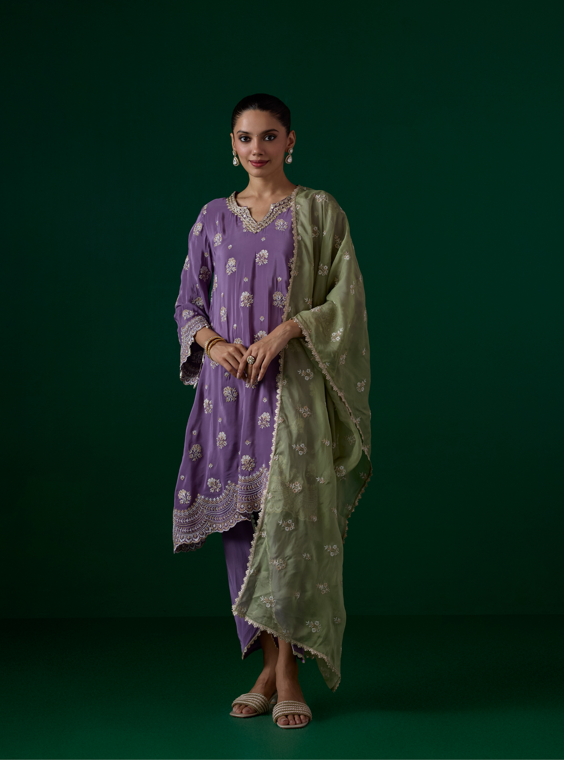 Mehar Crepe Violet Kurta Set