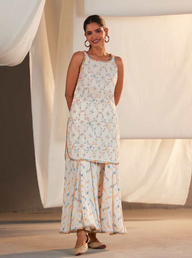 Mulmul Cotton Makayla Off White Kurta
