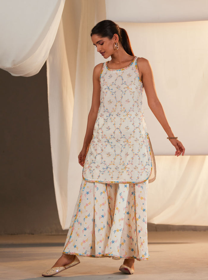 Mulmul Cotton Makayla Off White Kurta