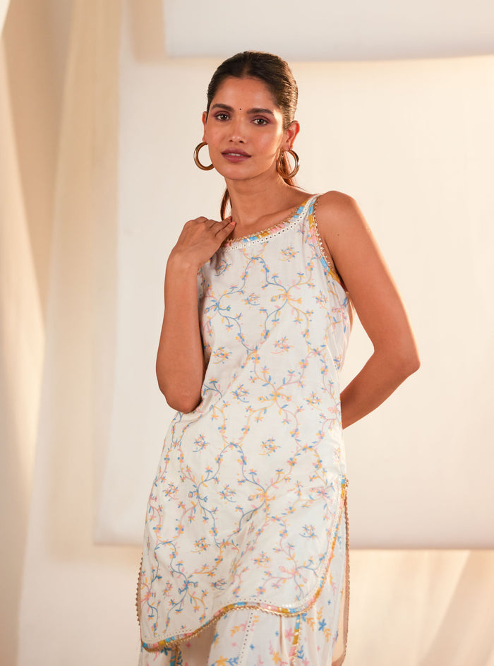 Mulmul Cotton Makayla Off White Kurta