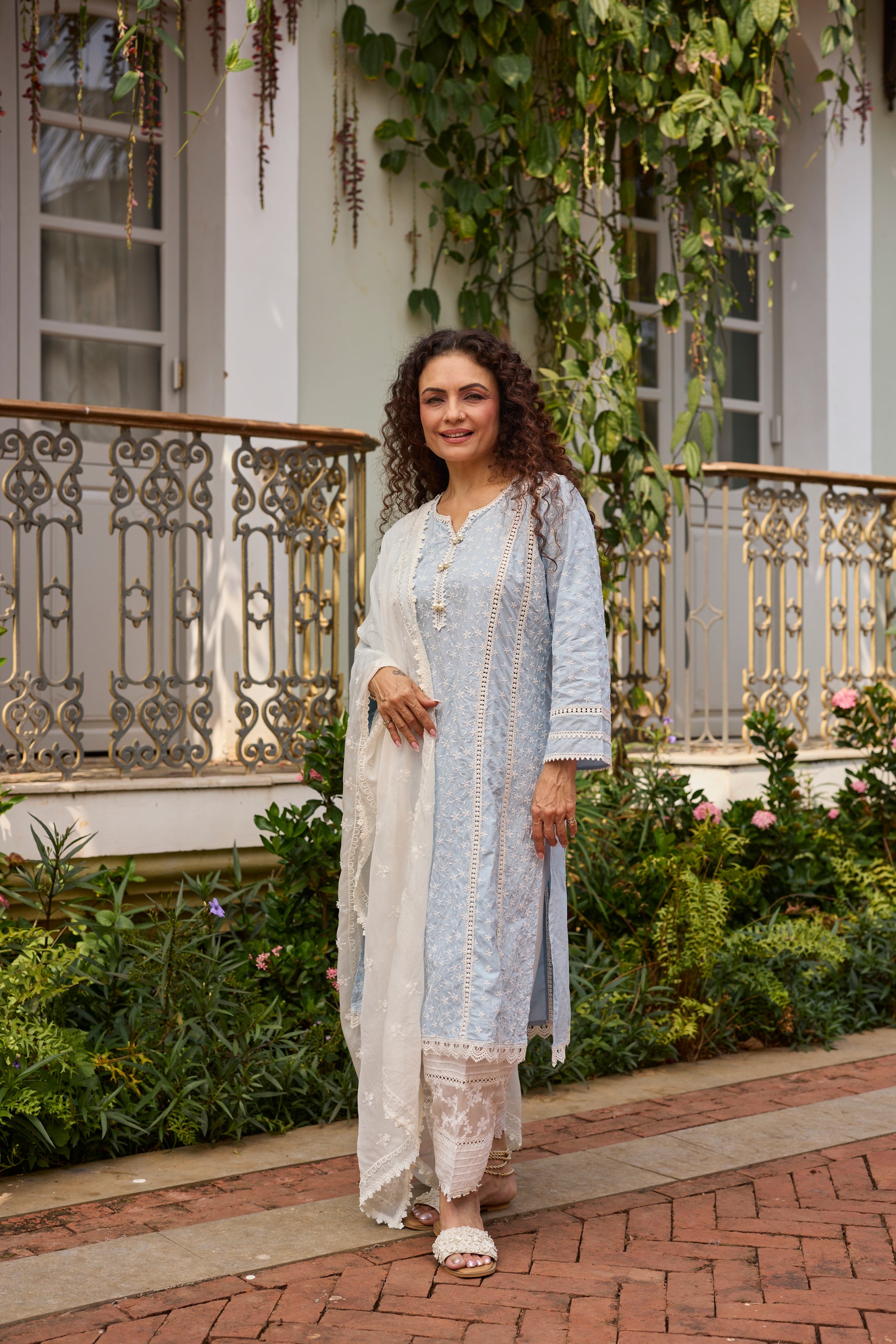 Moira Supima Cotton Blue Kurta Set