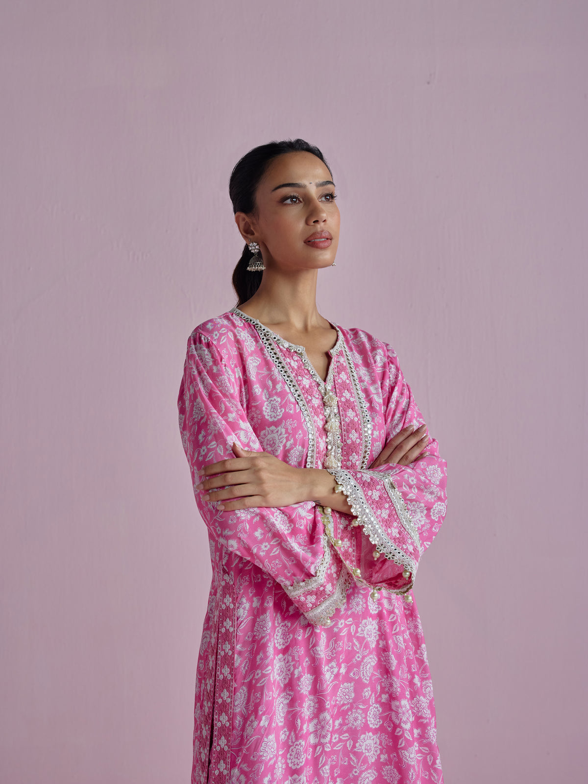 Ura Lawn Printed Pink Kurta Set