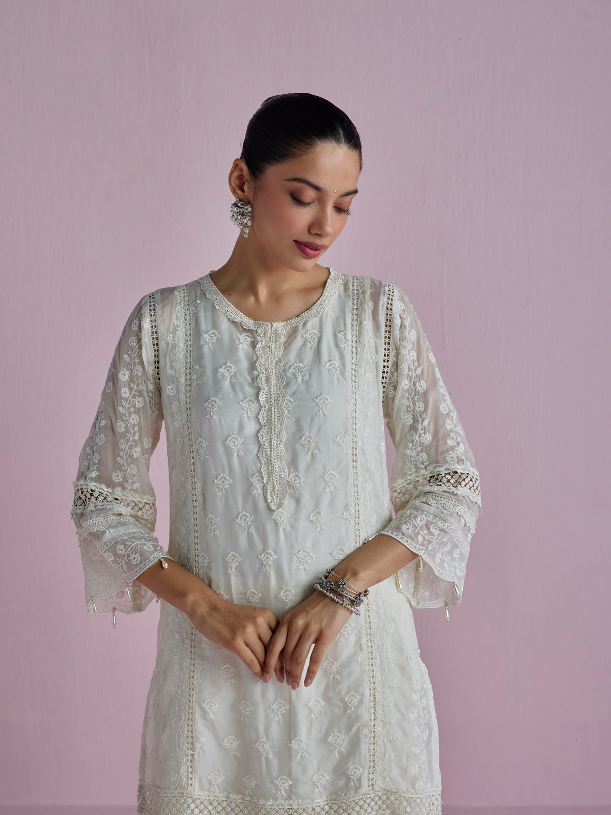 Yani Organza Off White Kurta Set