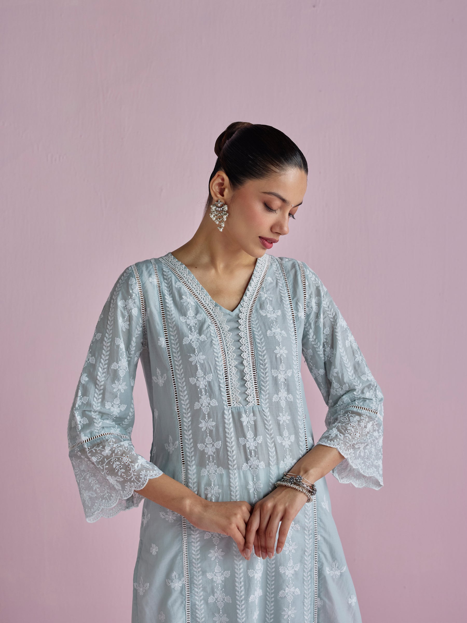 Arpina Supima Cotton Light Blue Kurta Set