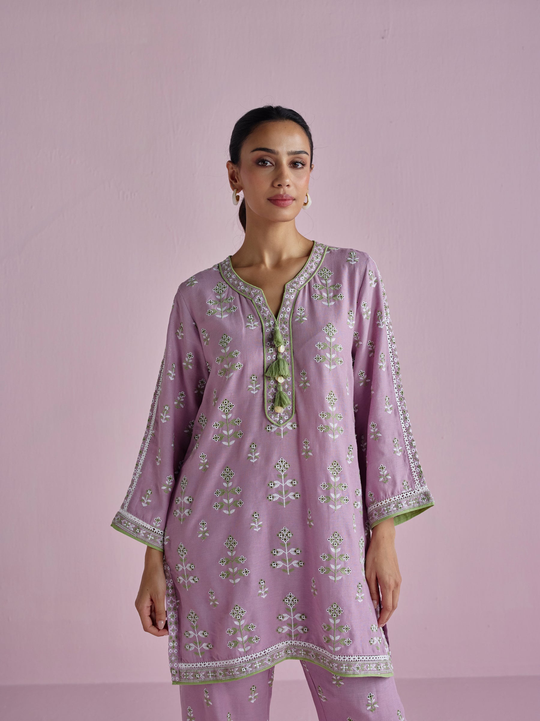 Zano Linen Lilac Kurta Set