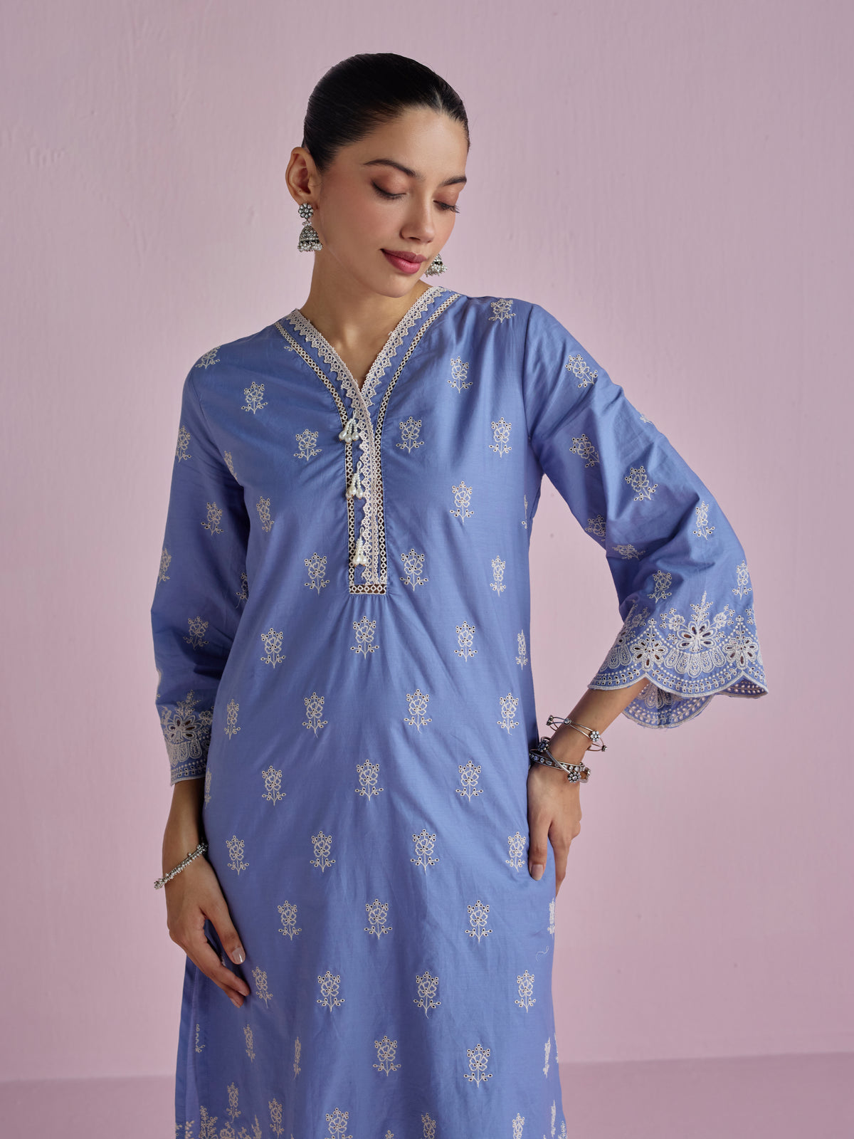 Leniya Supima Cotton Denim Kurta Set