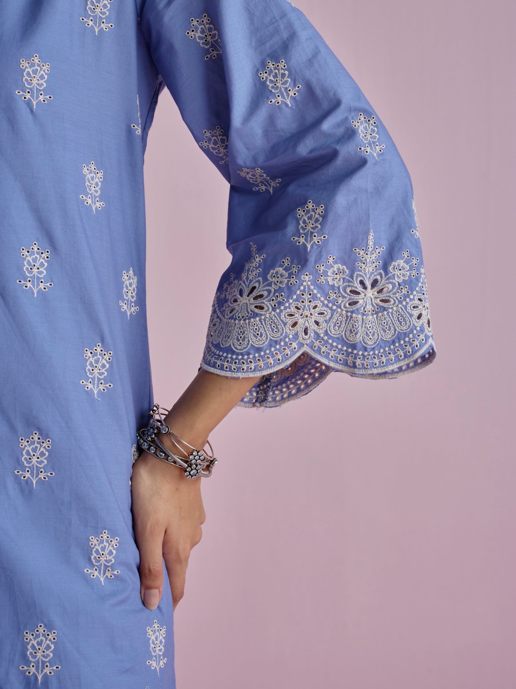 Leniya Supima Cotton Denim Kurta Set