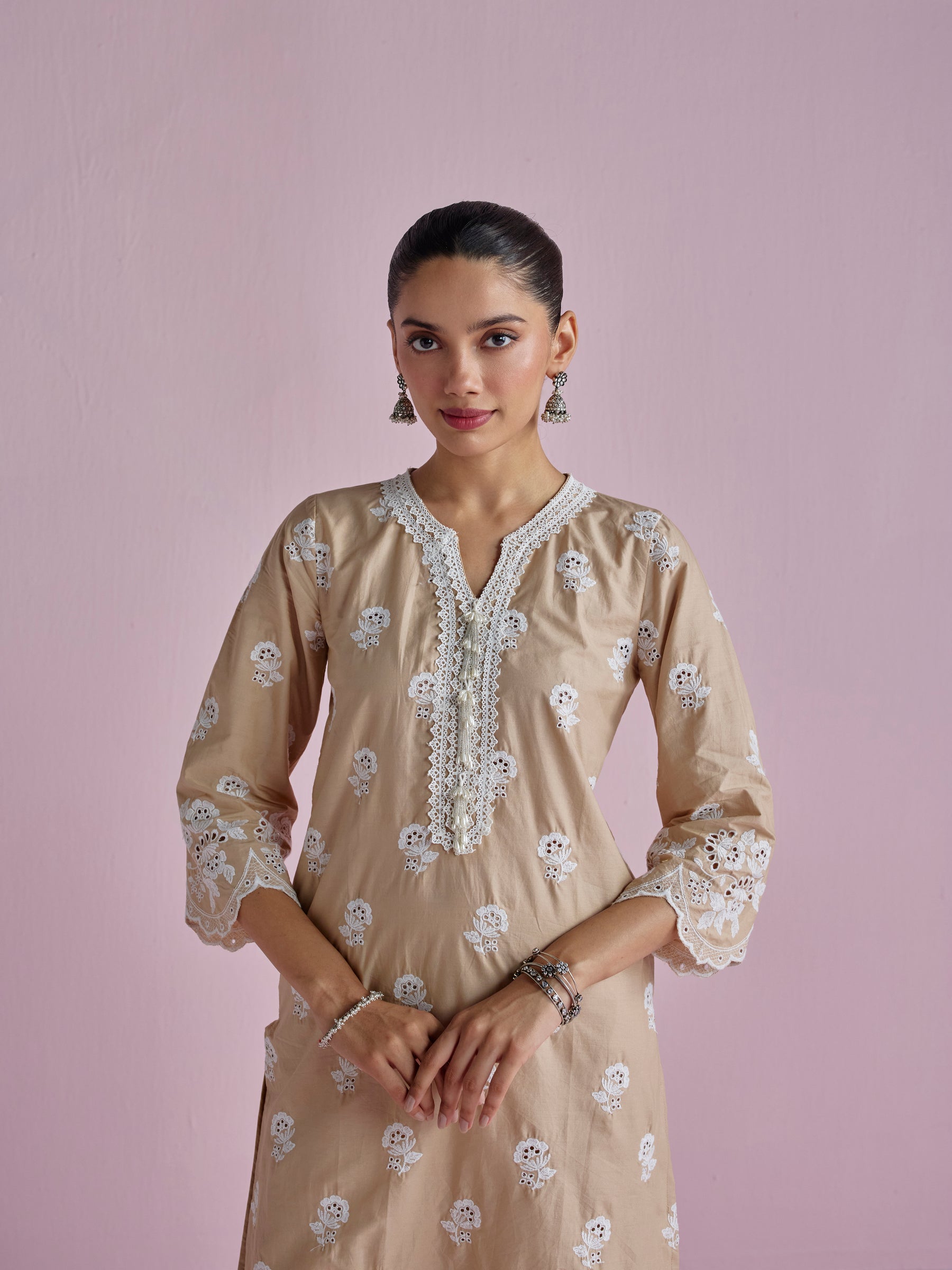 Avo Supima Cotton Beige Kurta Set