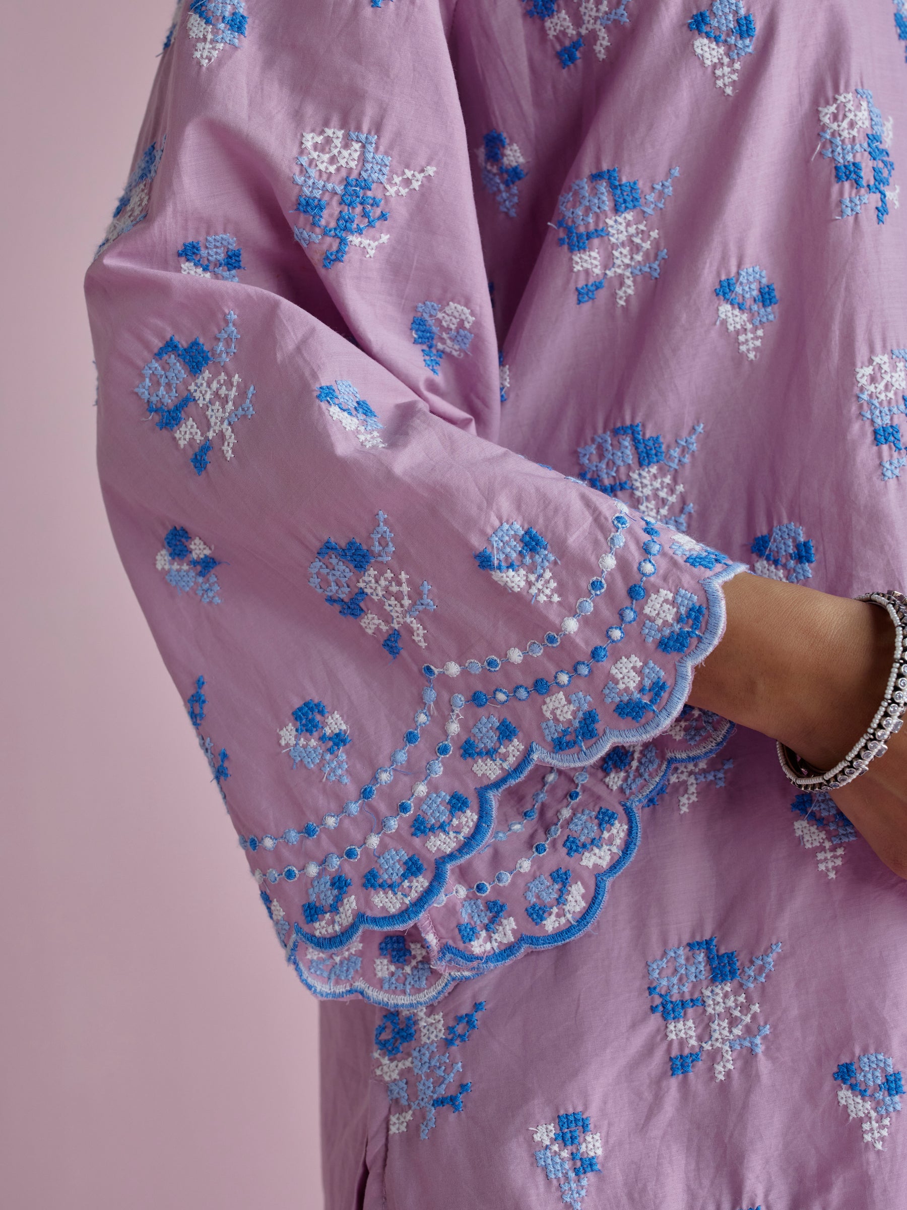 Aviya Supima Cotton Lilac Kurta With Farshi Salwar