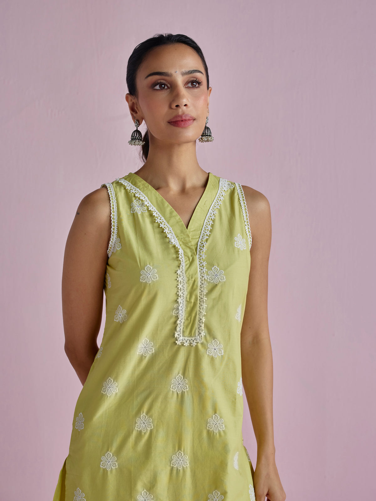 Tesni Supima Cotton Lime Kurta Set