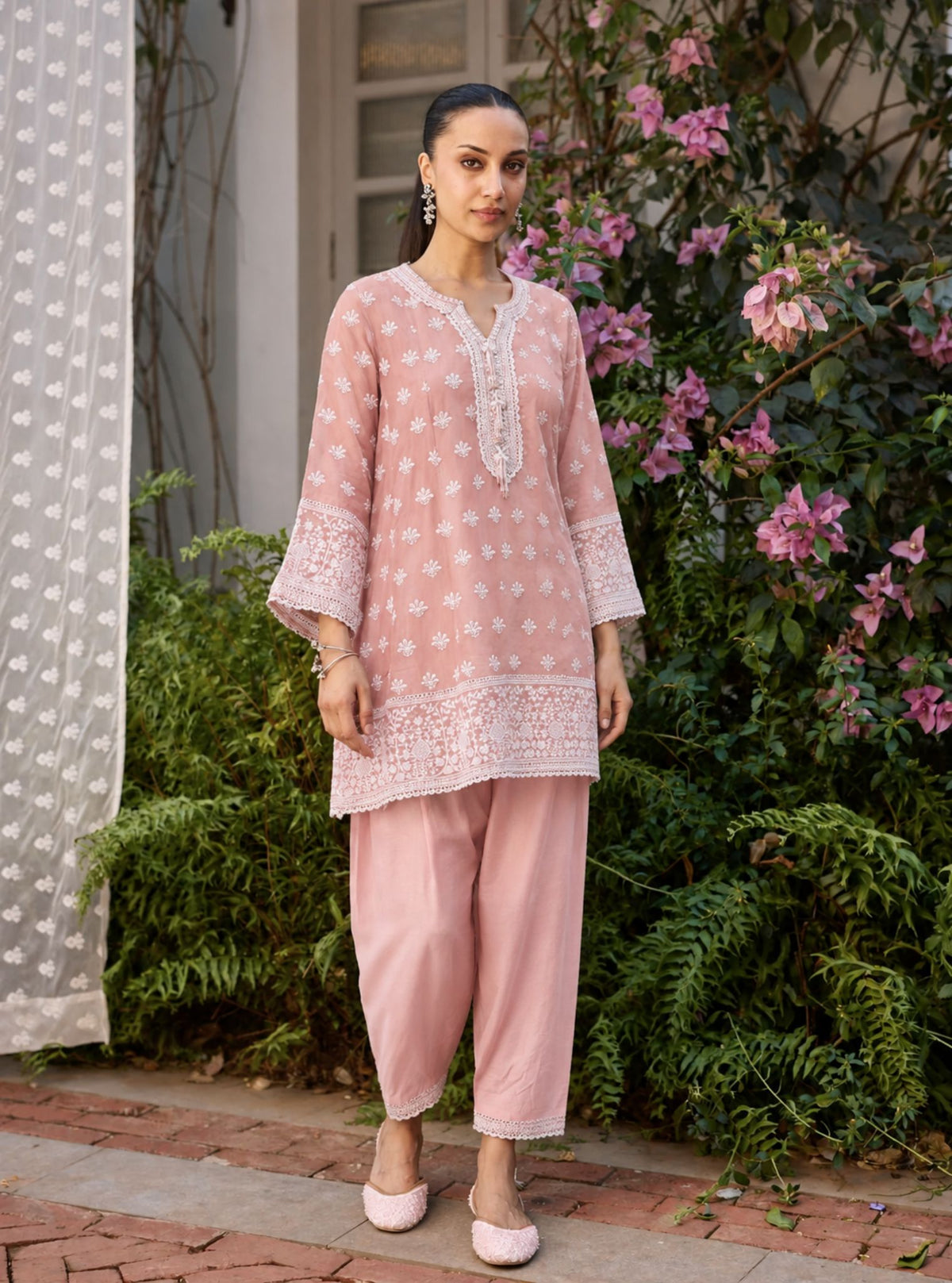 Taroa Organza Peach Kurta Set
