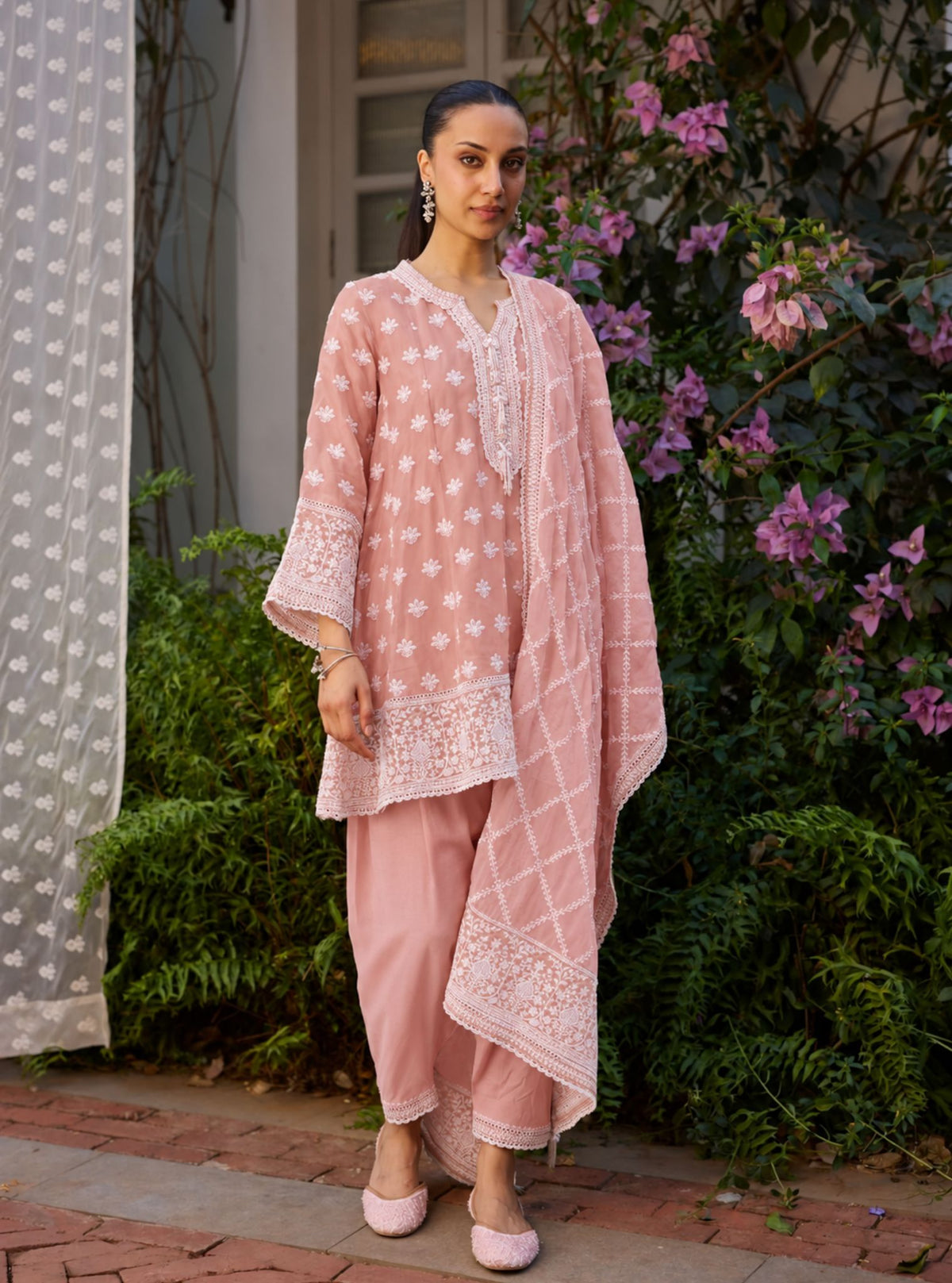 Taroa Organza Peach Kurta Set