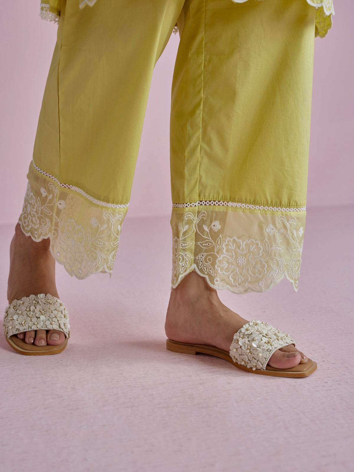 Tesni Supima Cotton Lime Kurta Set