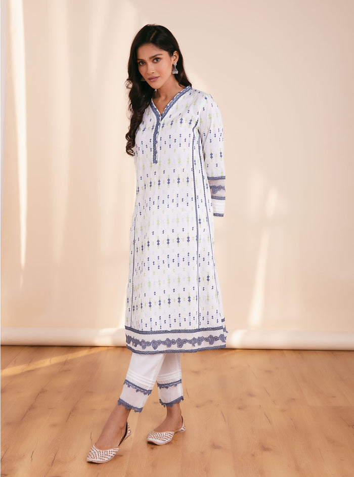 Mulmul Cotton Valencia White Kurta