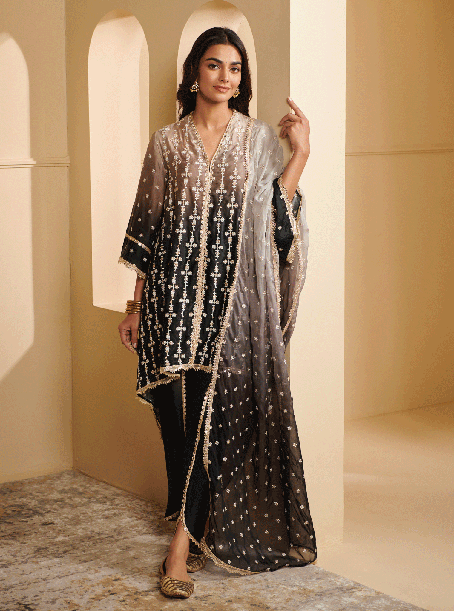 Mulmul Cotton Enya Black Dupatta