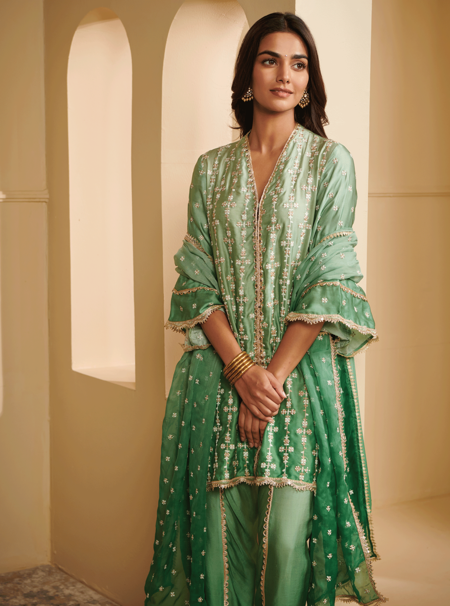 Mulmul Cotton Enya Green Dupatta