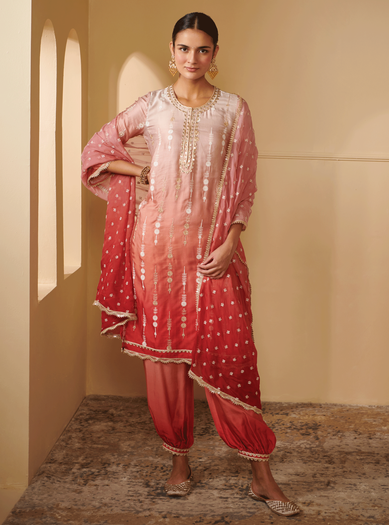 Mulmul Cotton Enya Pink Dupatta