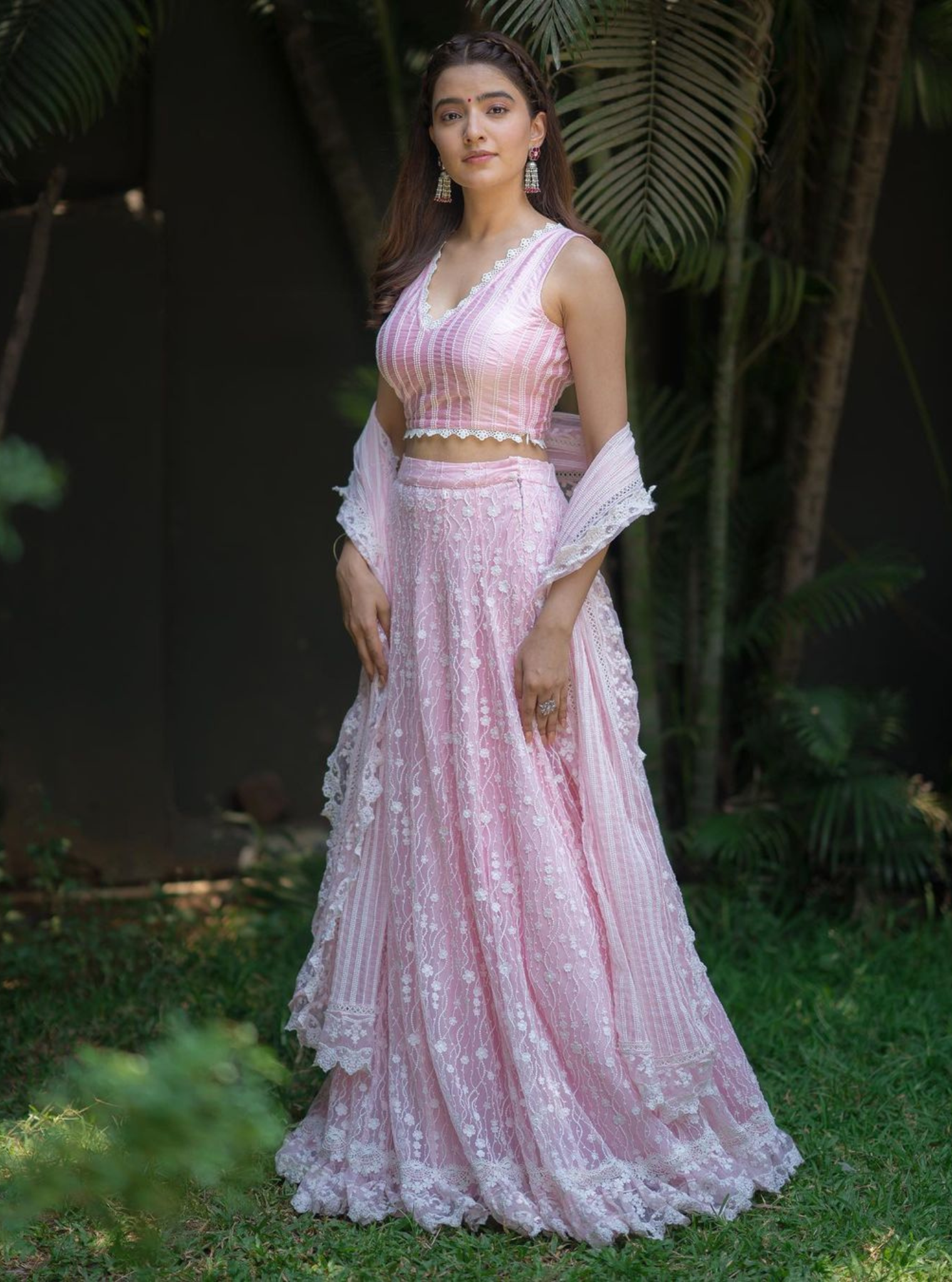 Mulmul Kasauli Pink Net Lehenga