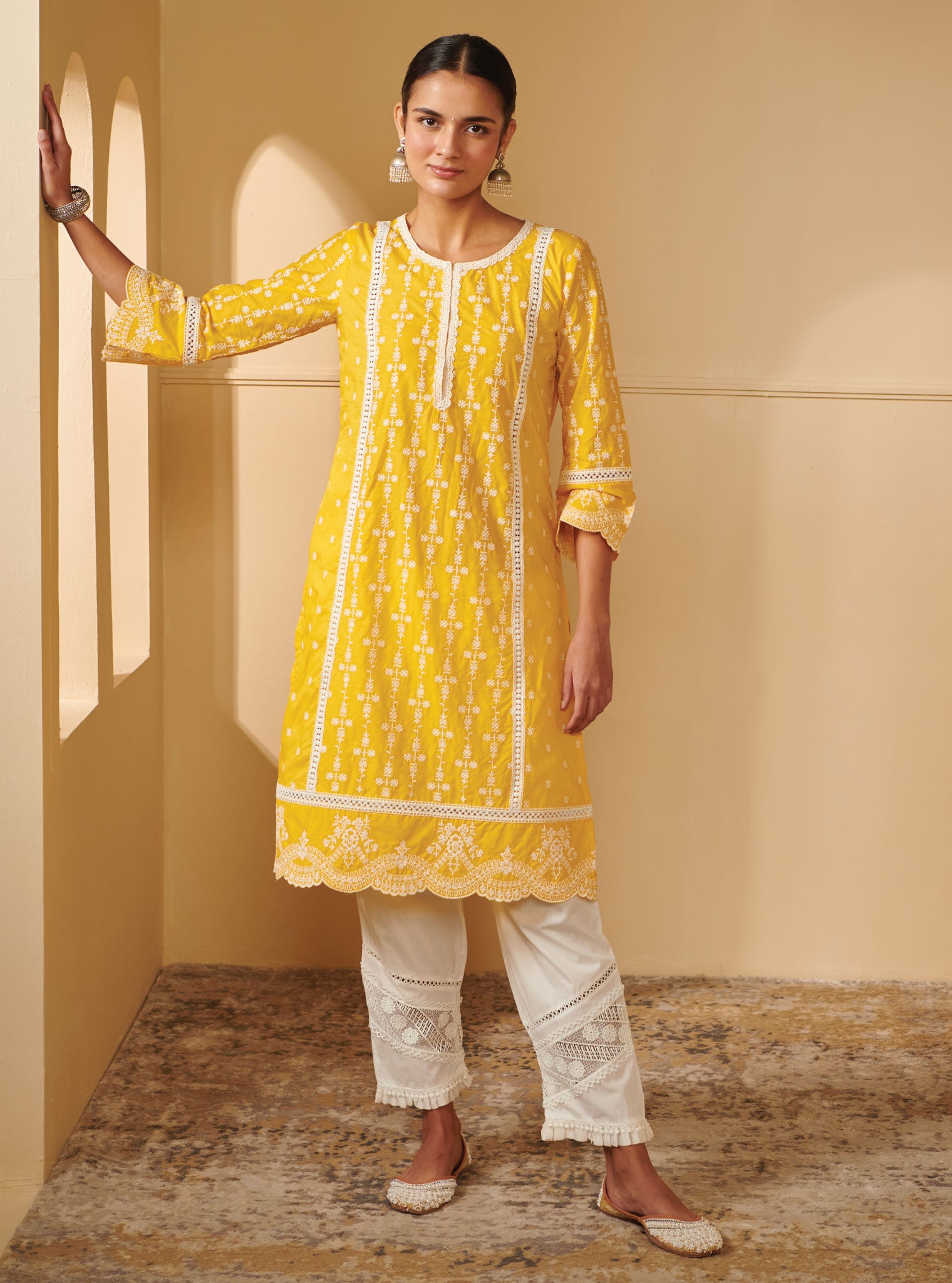 Mulmul Cotton Laiqa Mango Kurta