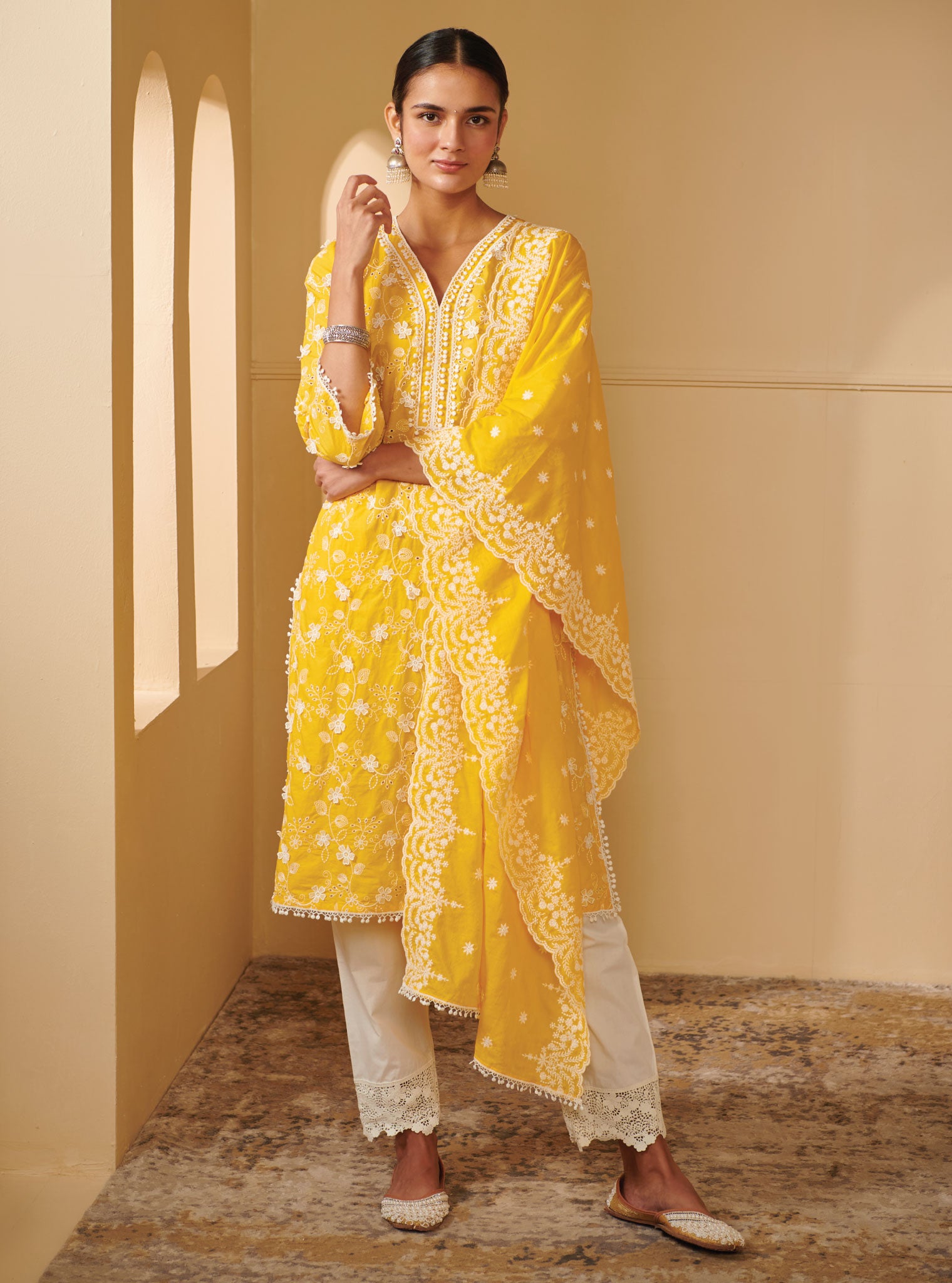 Mulmul Cotton Tahira Mango Kurta