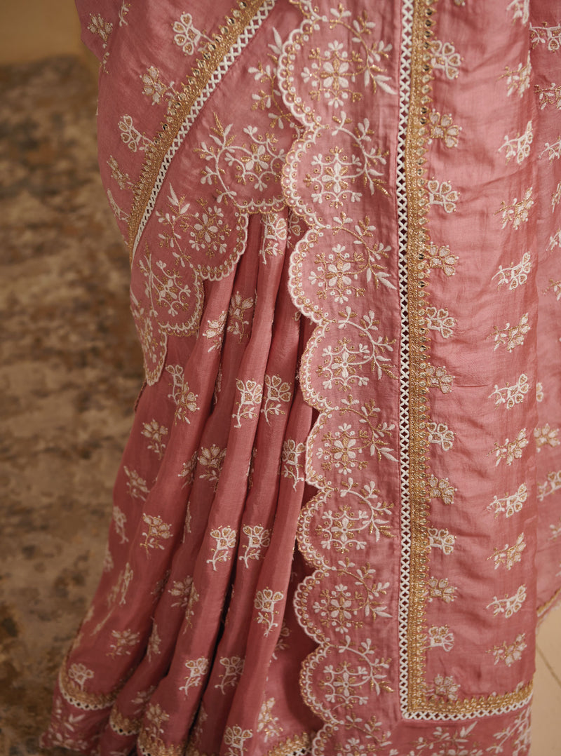 Mulmul Silk Niska Mauve Saree main image 1