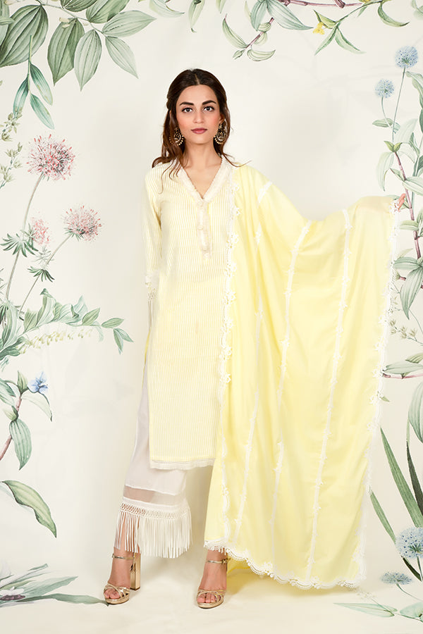 Rosebud Kurta Yellow and Bell Bottoms