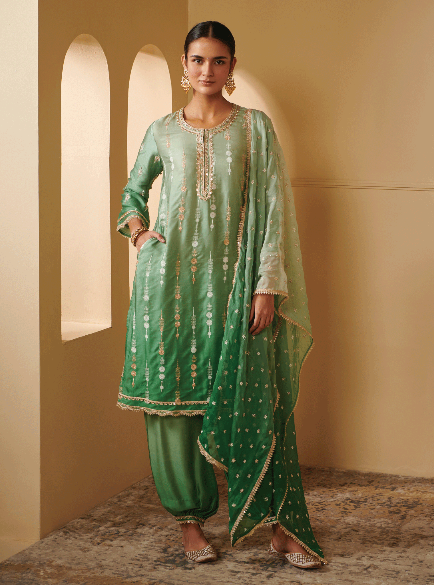 Mulmul Cotton Enya Green Dupatta
