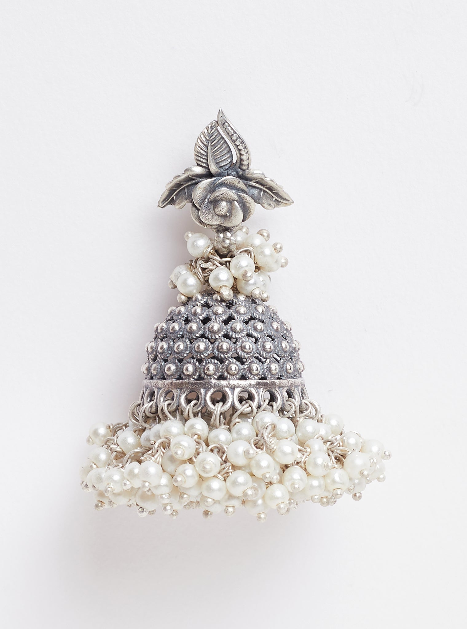 Pure Silver Rosette tribal jhumka