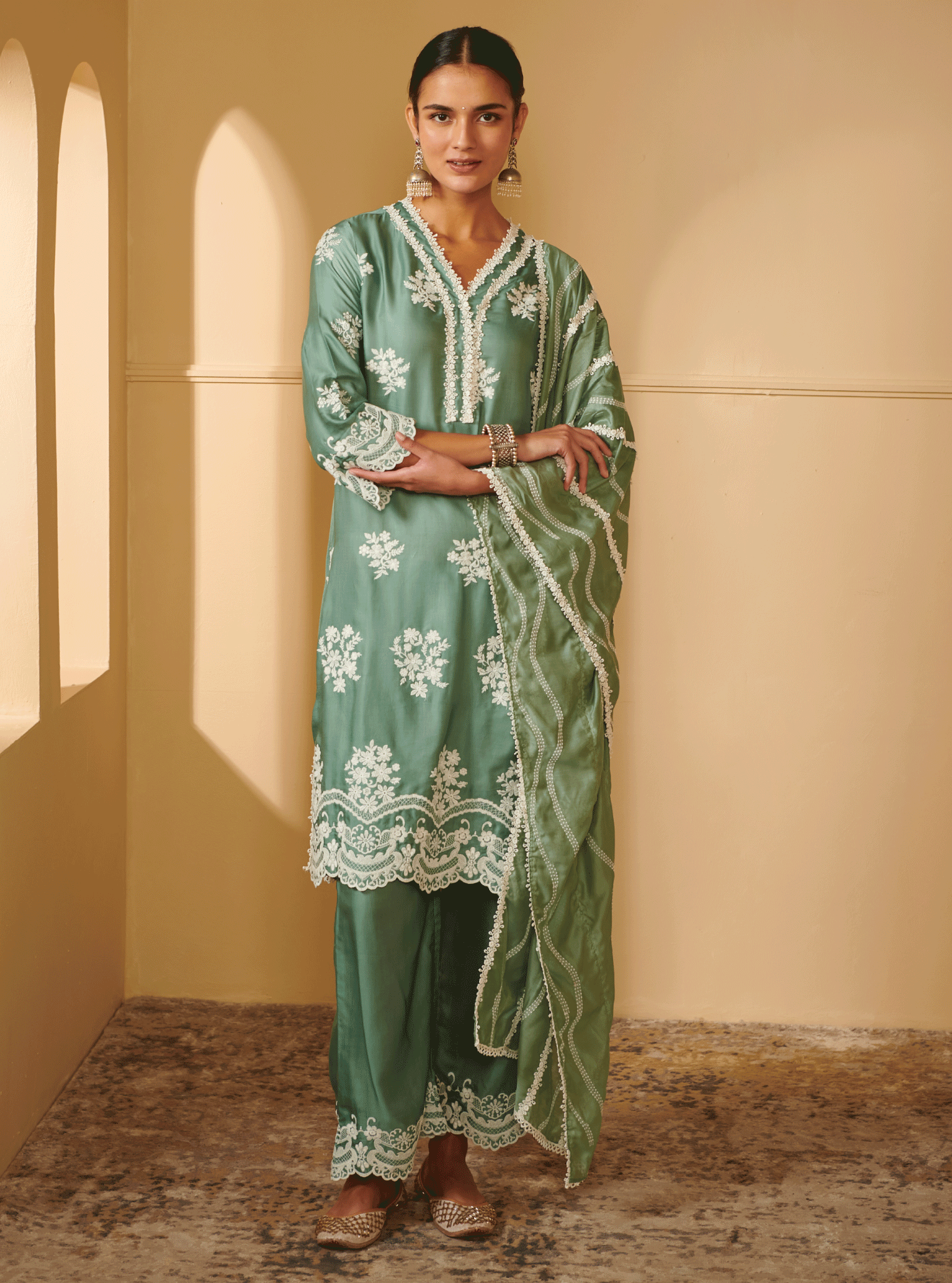 Mulmul Idaa Teal dupatta