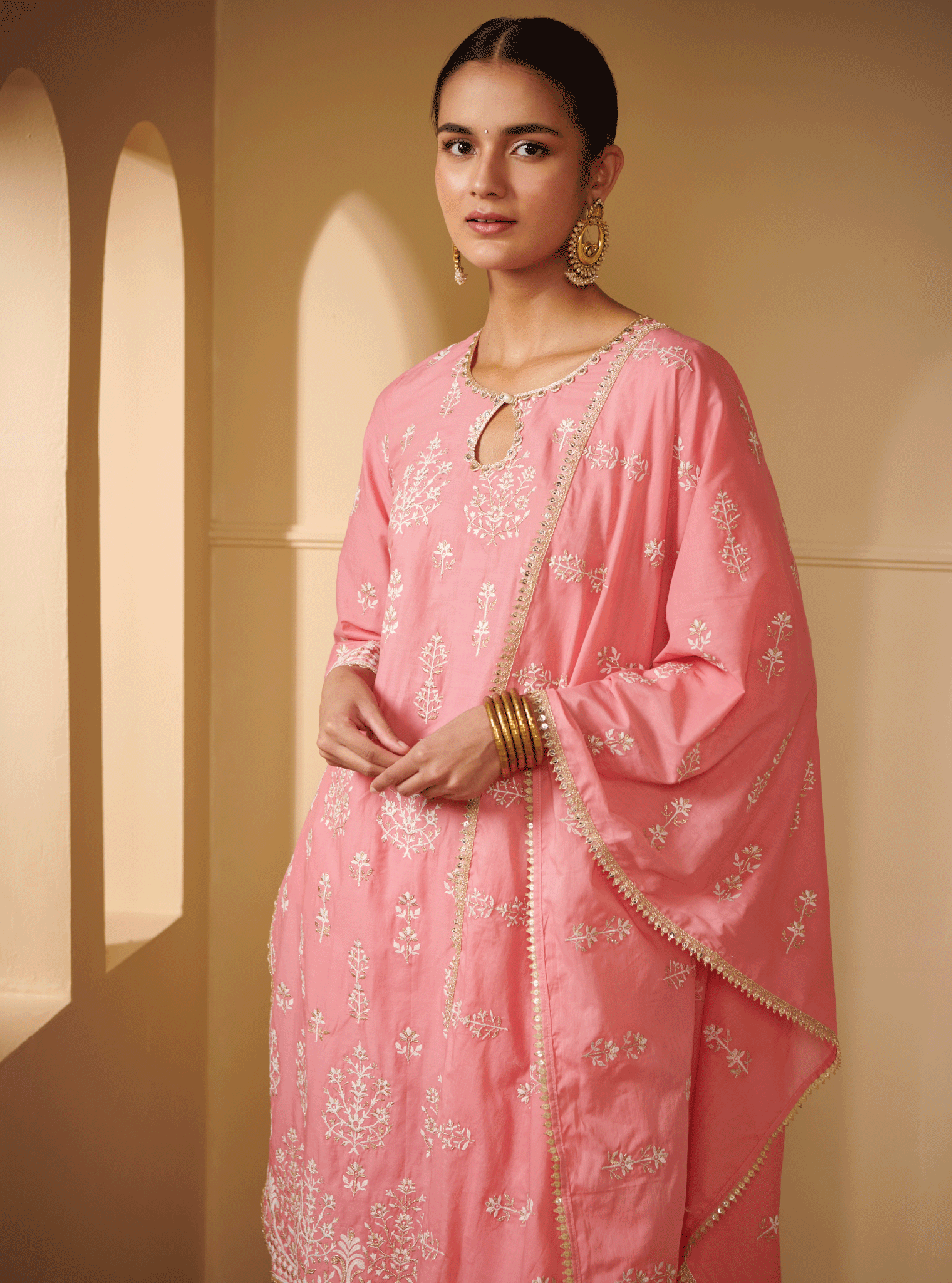 Mulmul Cotton Veda Pink Dupatta