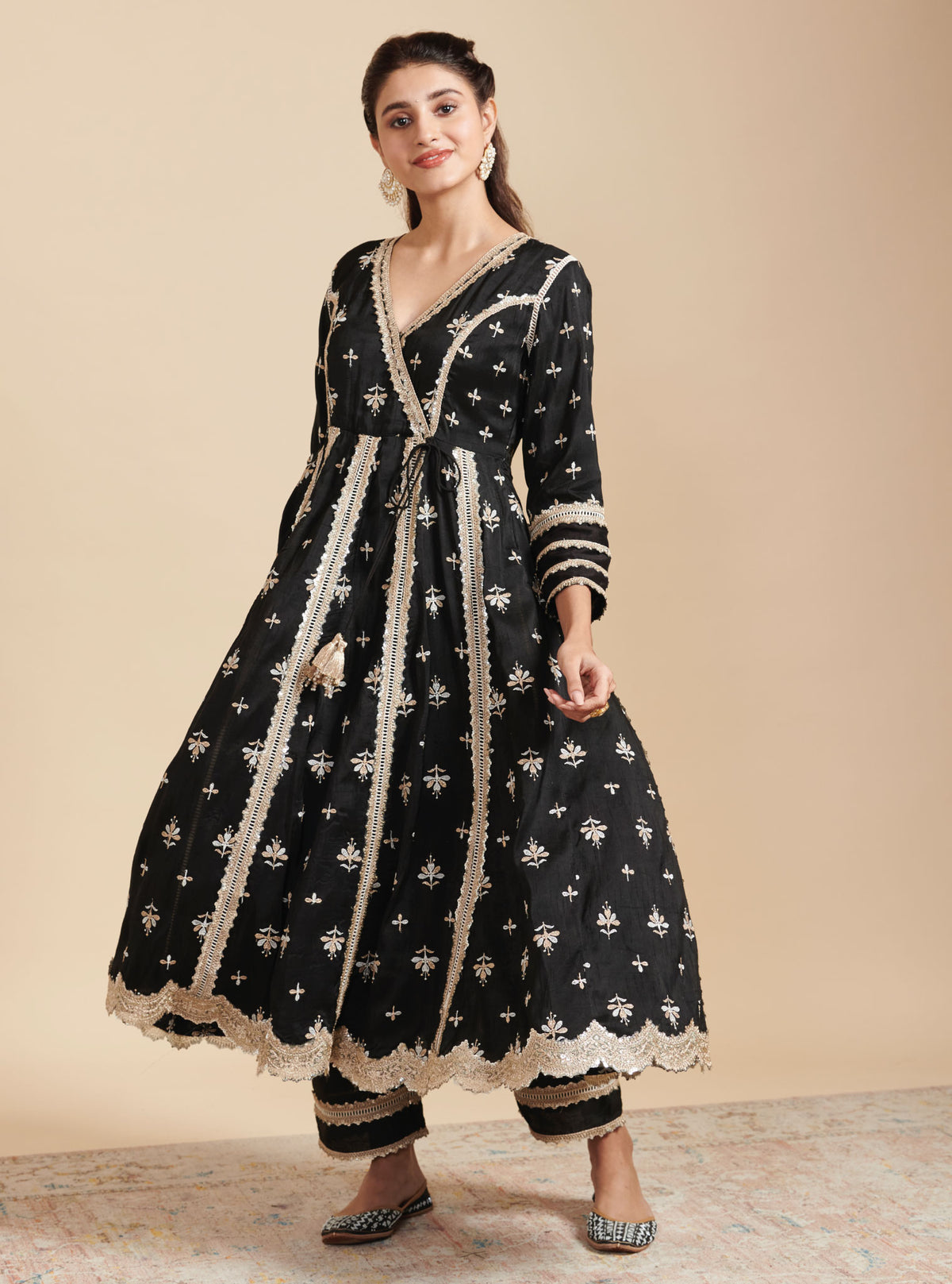 Khanak Silk Red Anarkali Kurta Set