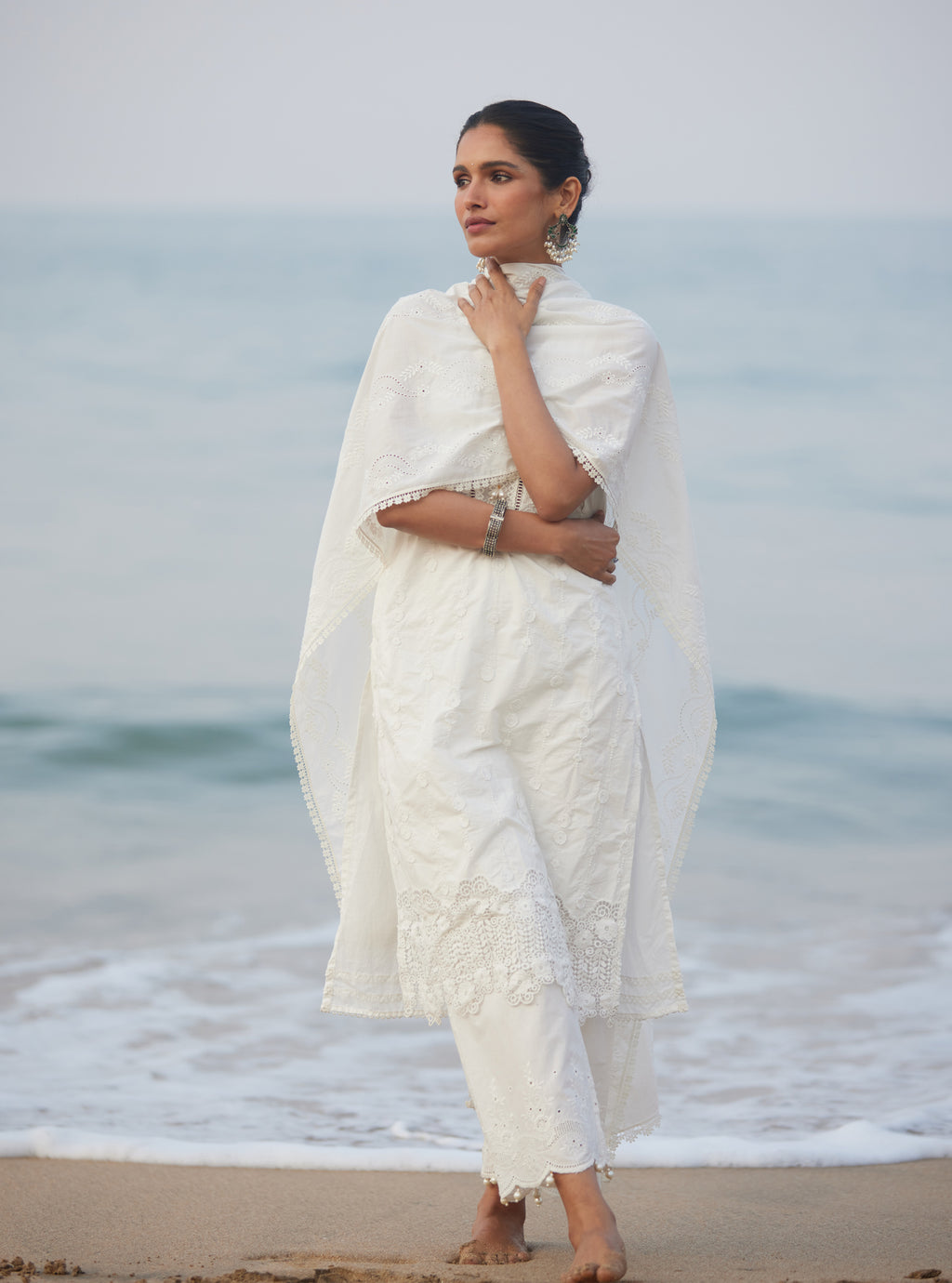 Mulmul Supima Cotton Revora White Pant