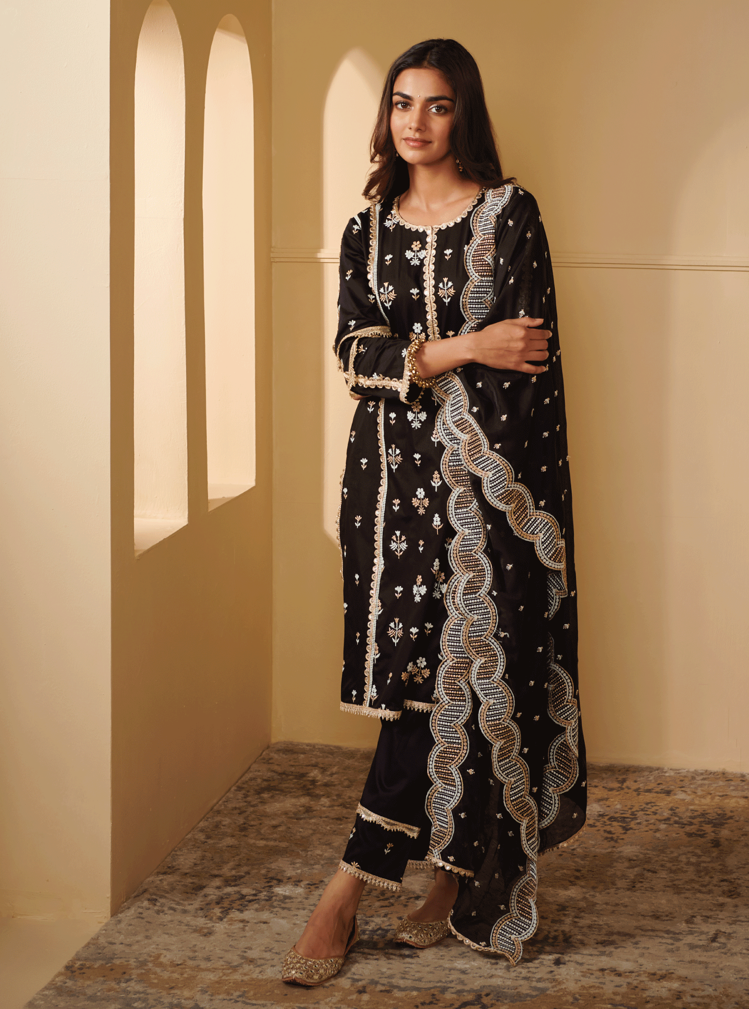 Mulmul Cotton Mahi Black Dupatta