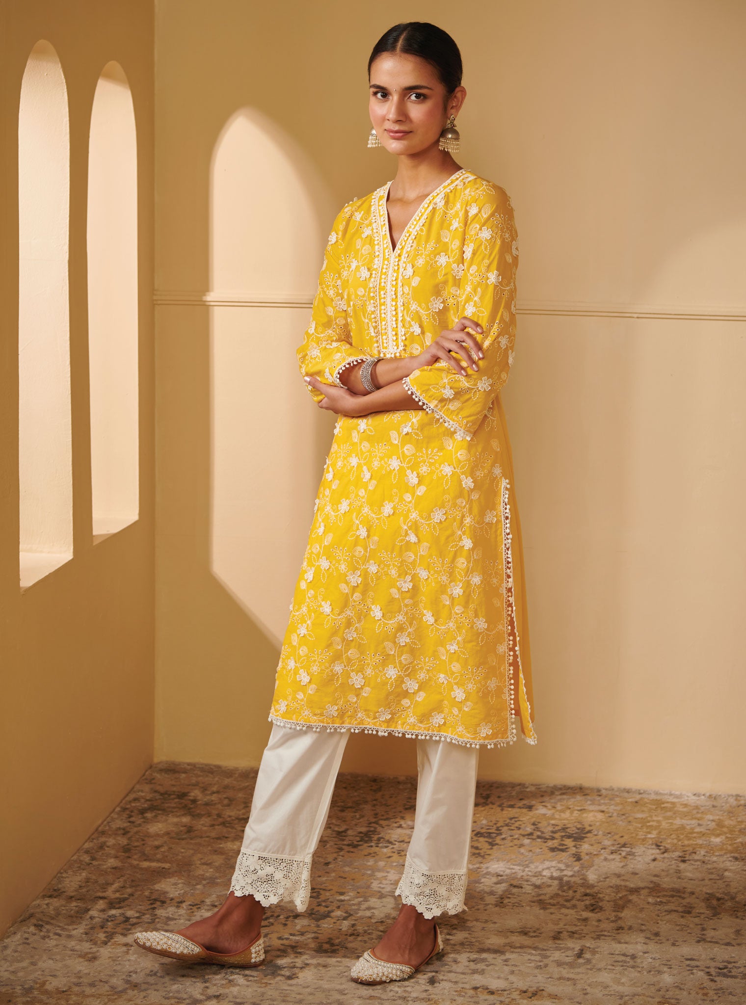 Mulmul Cotton Tahira Mango Kurta