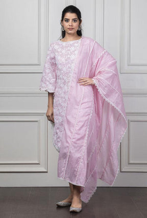 Mulmul Rosebud Pink Kurta With Harem pyajamas