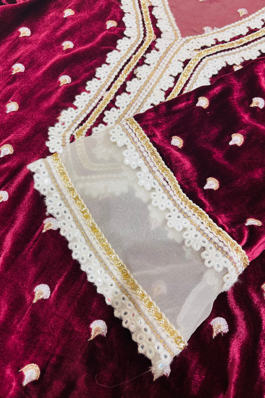 Eliza Velvet Wine Kurta Set