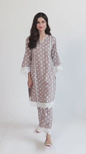 Mulmul Cotton Finch Grey Kurta With Finch Grey Pyajama