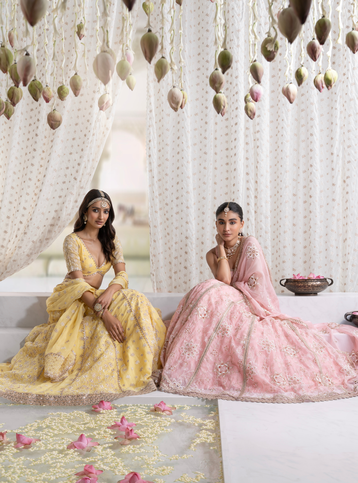 Mulmul Organza Kamali Pink Lehenga