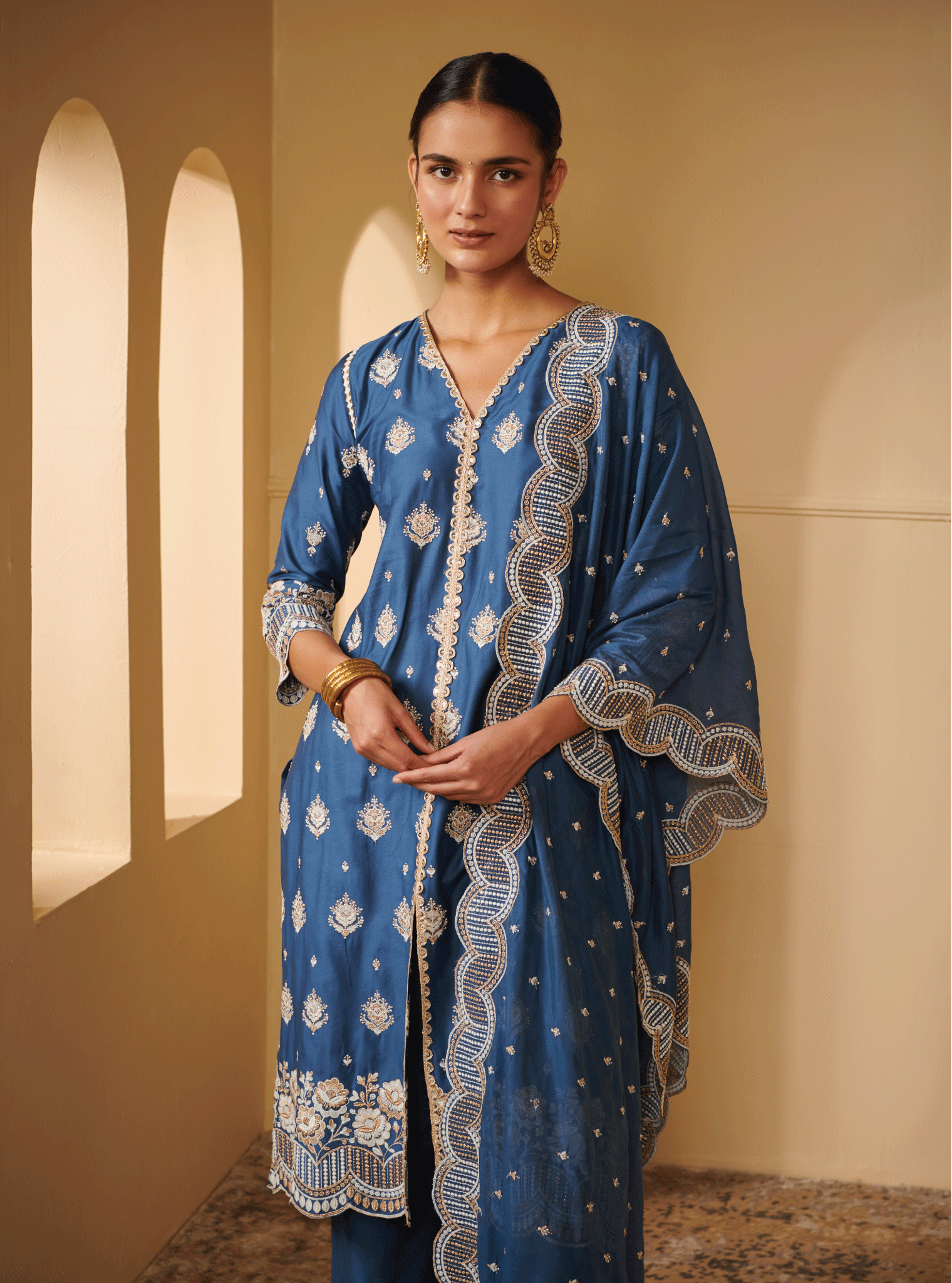 Mulmul Cotton Mahi Navy Dupatta