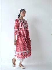 Arris Supima Cotton Green Anarkali Kurta Set
