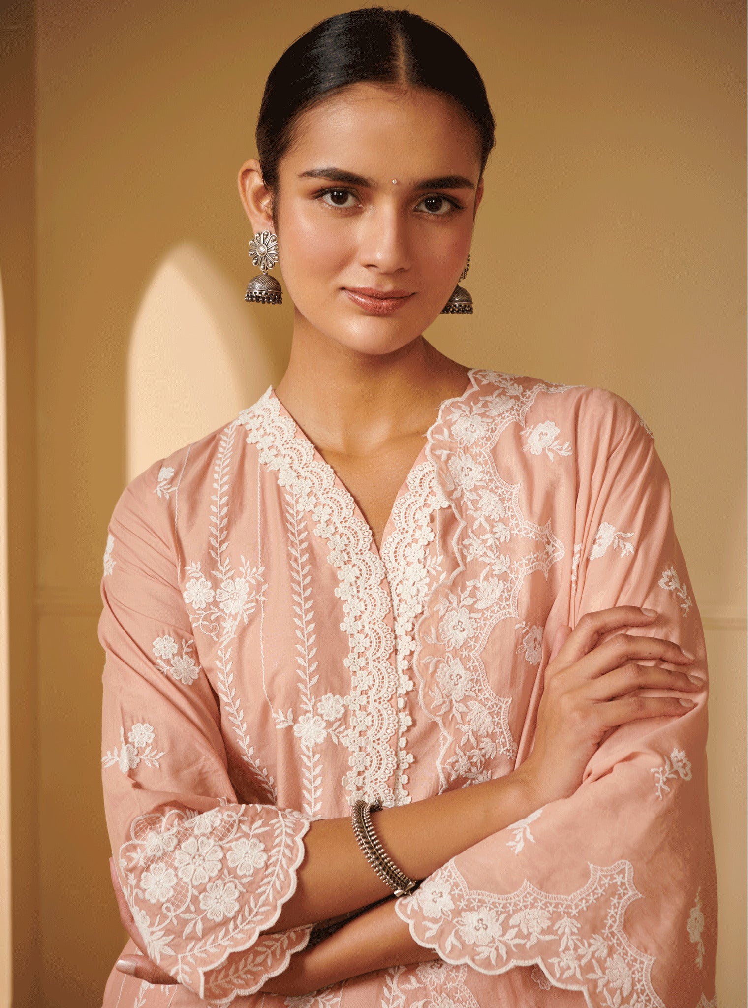 Dhansiri Cotton Beige Kurta Set