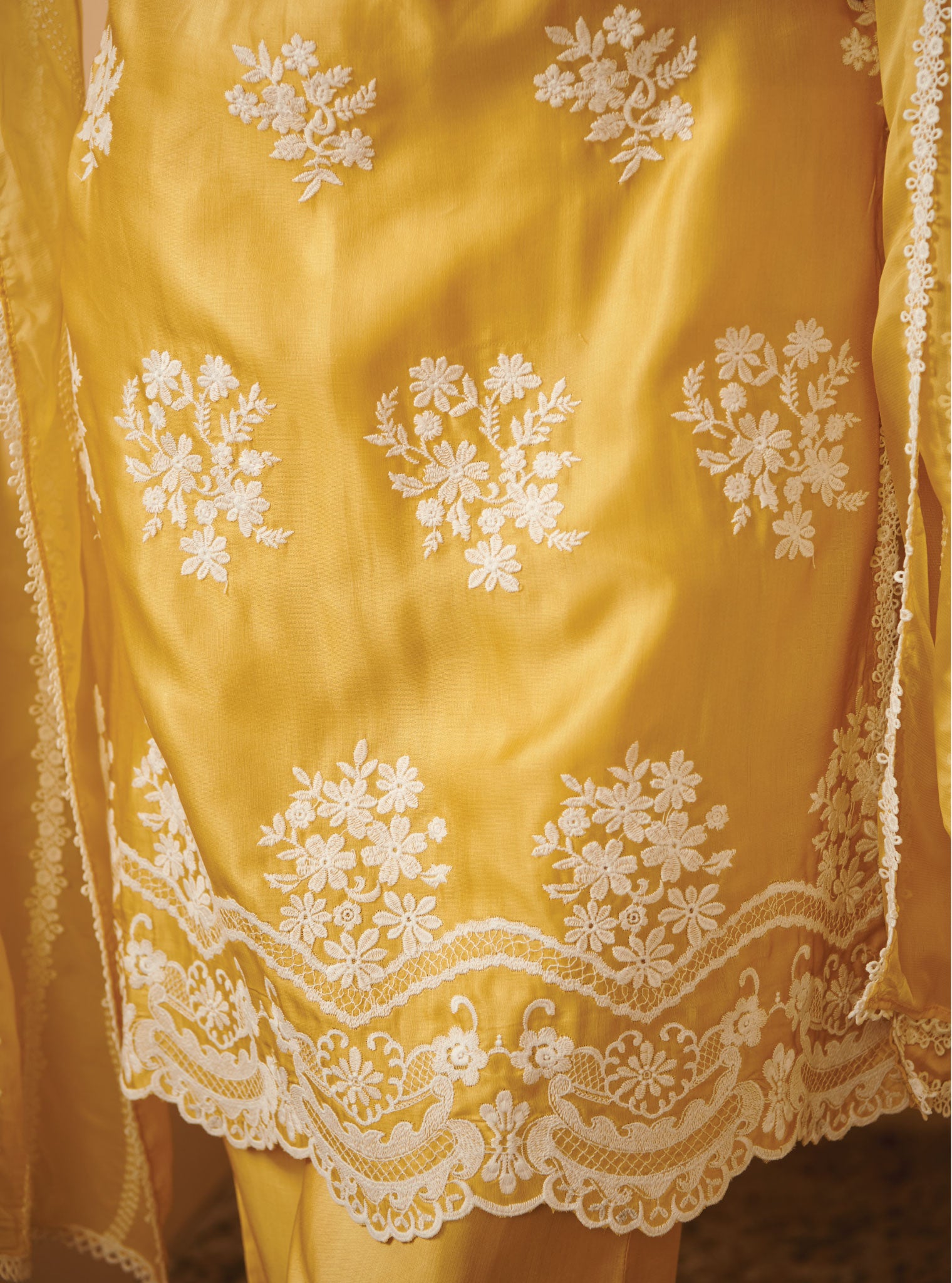 Mulmul Cupro Silk Nitha Yellow Kurta With Nitha Yellow Pant