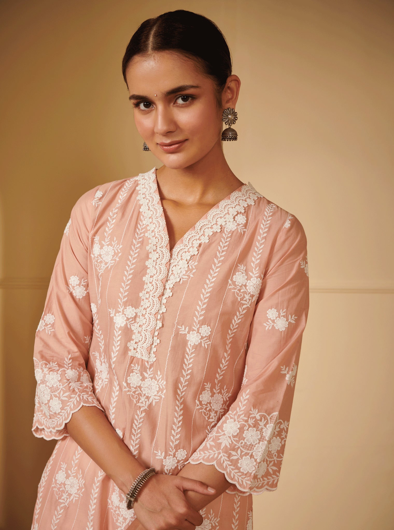 Dhansiri Cotton Beige Kurta Set