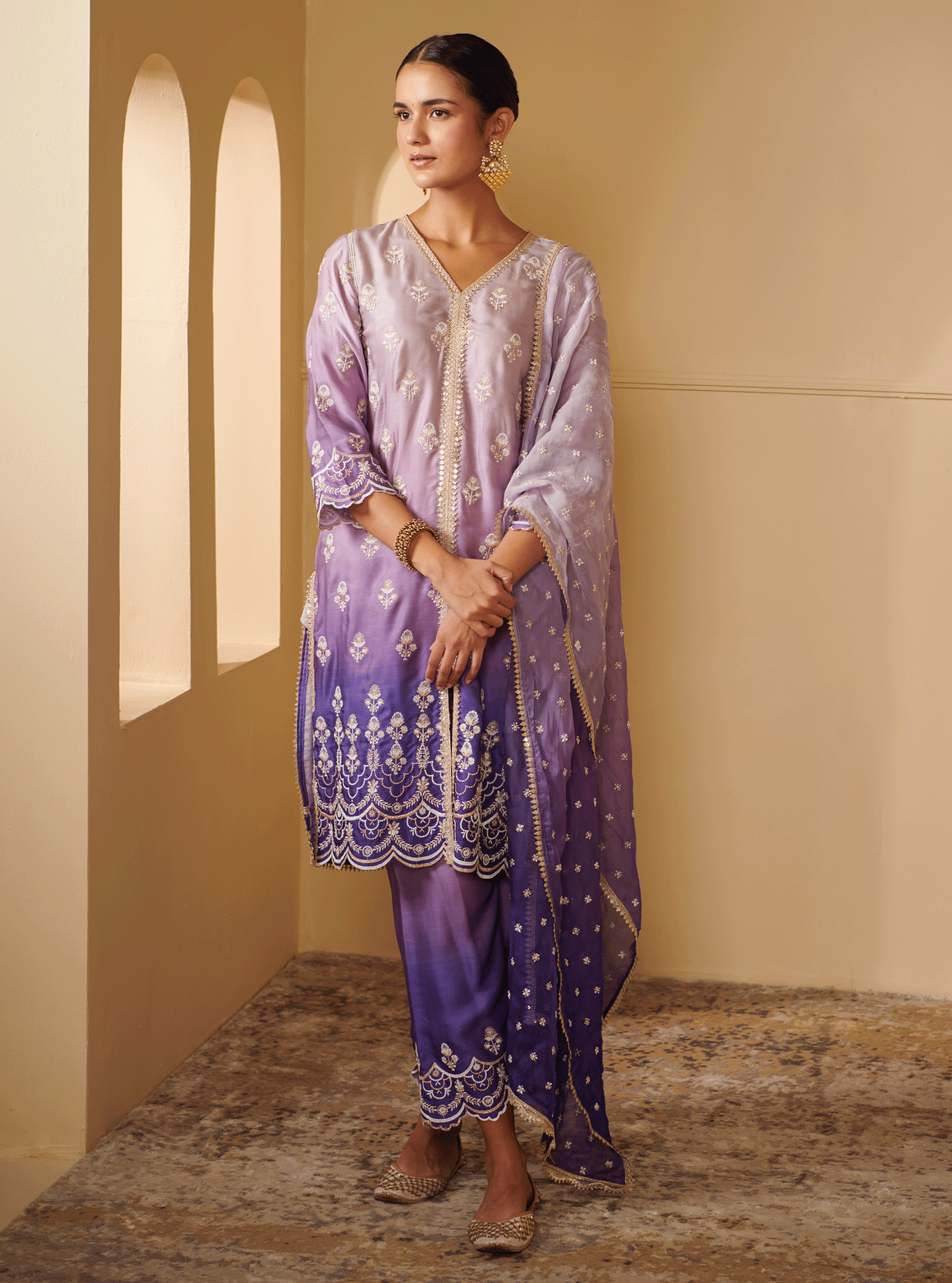 Mulmul Cotton Enya Purple Dupatta