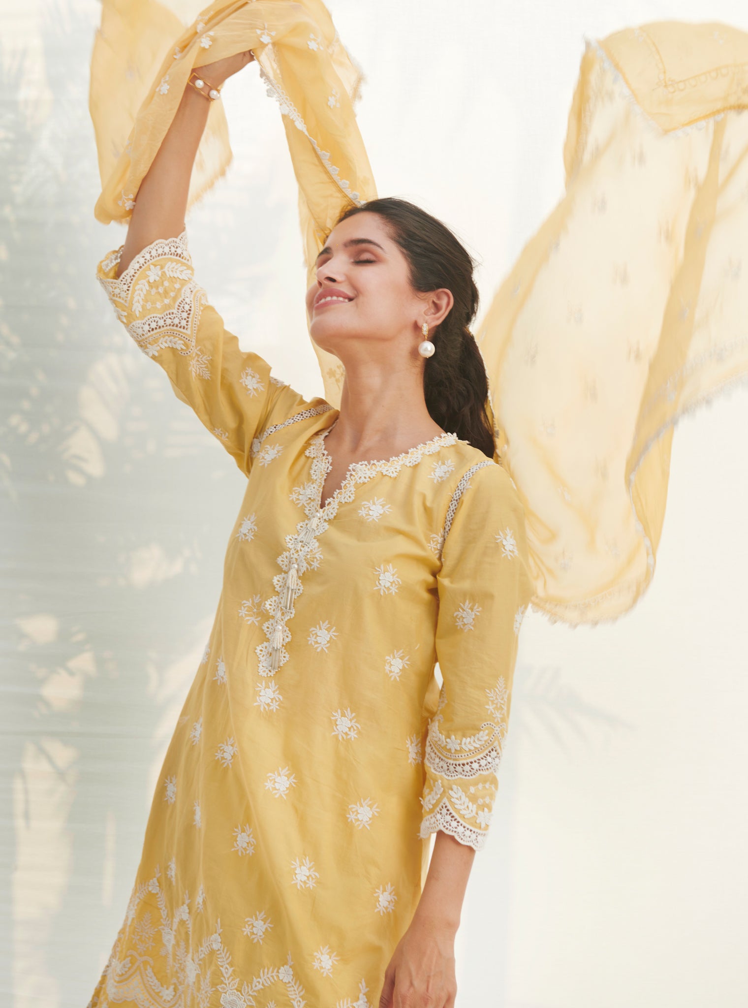 Mulmul Organza Rivona Yellow Dupatta