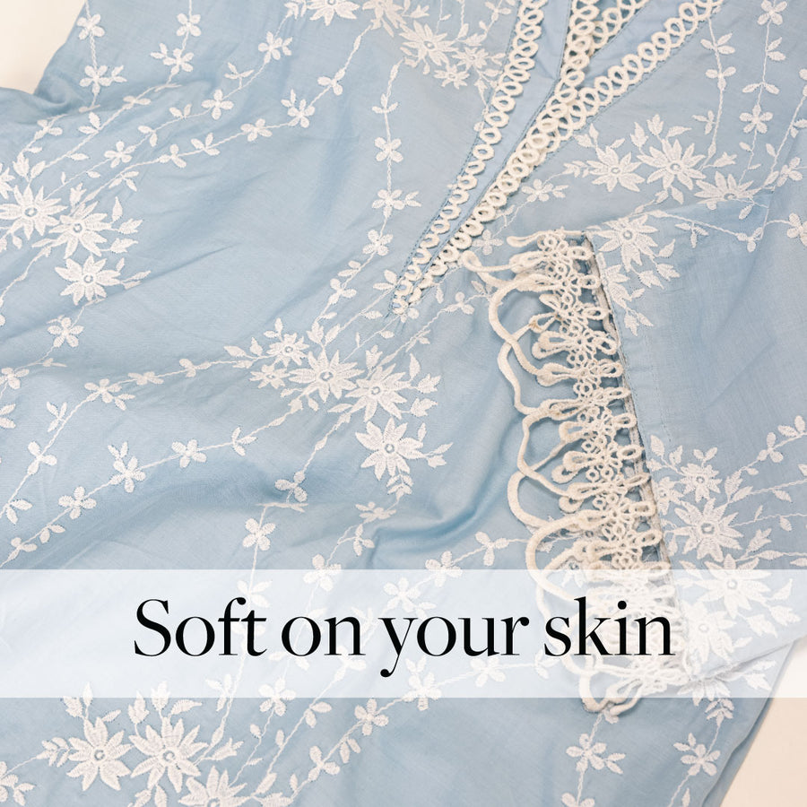 Mulmul Supima Cotton Arki Blue Kurta