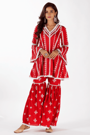 Mulmul Supima Cotton Arlo Red kurta