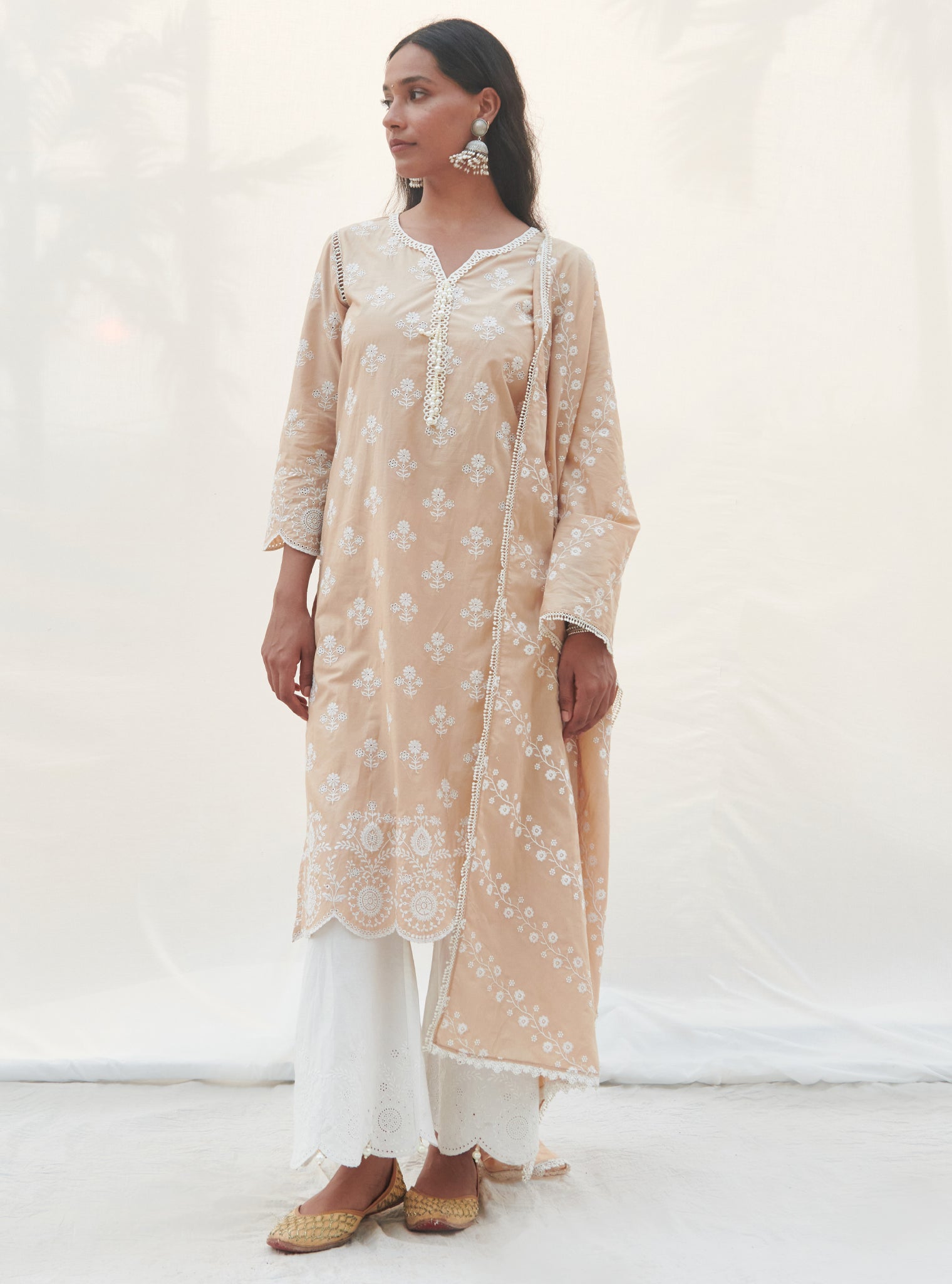 Mulmul Cotton Ambeli Beige Dupatta