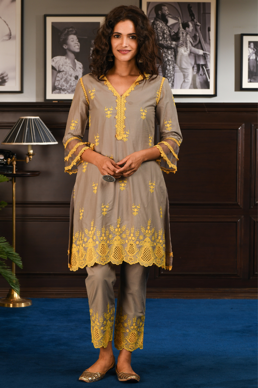 Mulmul Cotton Bliss Kurta With Bliss pyajamas