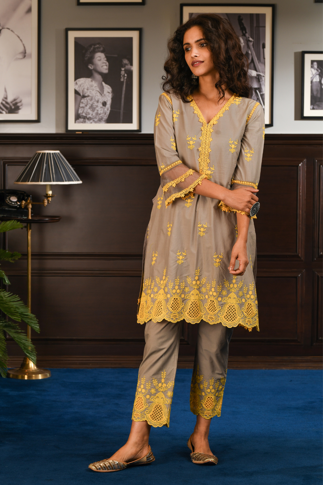 Mulmul Cotton Bliss Kurta With Bliss pyajamas